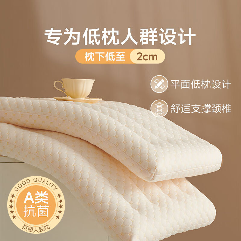 旋瓦辛德枕头学生青少年40x60大豆枕芯家用一对装宿舍超低枕 成人款48