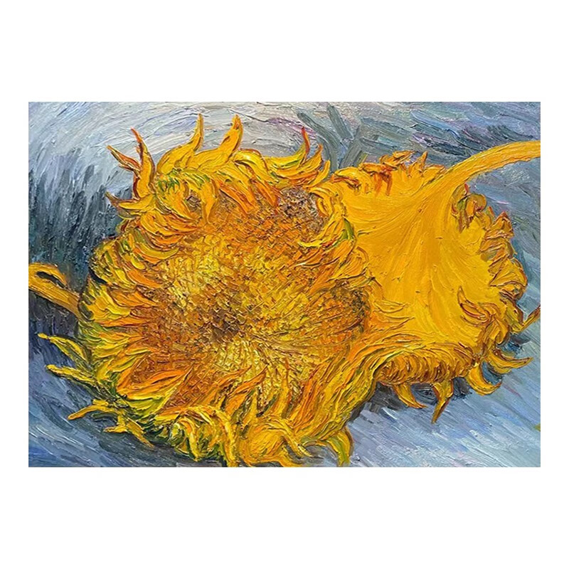 艺幻梵高两朵剪下的向日葵纯手绘油画欧式客厅装饰画世界名画玄关挂画