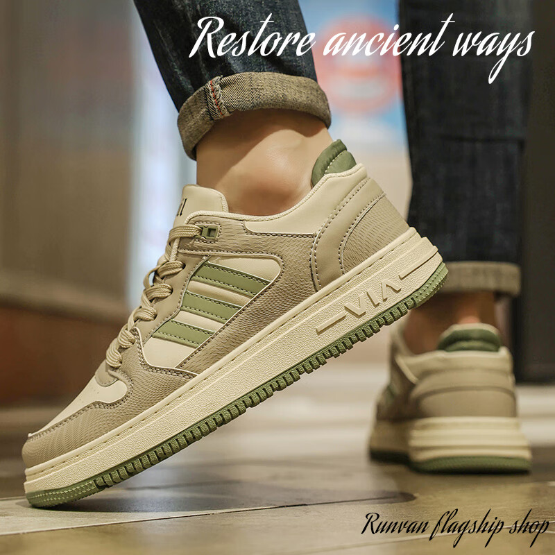 男鞋板鞋aj潮牌网红韩版感休闲潮鞋美式复古 卡其 39 标准运动尺码