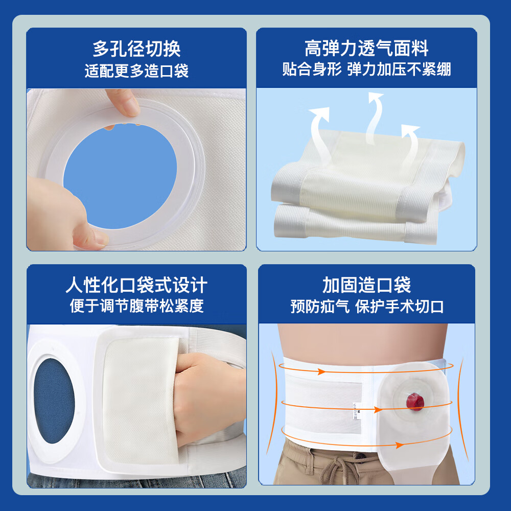 思泰利(STEADLIVE)多孔径造口腹带 可调中心圈腰带造瘘口造口袋大便袋底盘加固绑带 多孔径造口腹带-窄版(宽约9.2厘米) XL号95-113cm(2.8-3.4尺腰围)