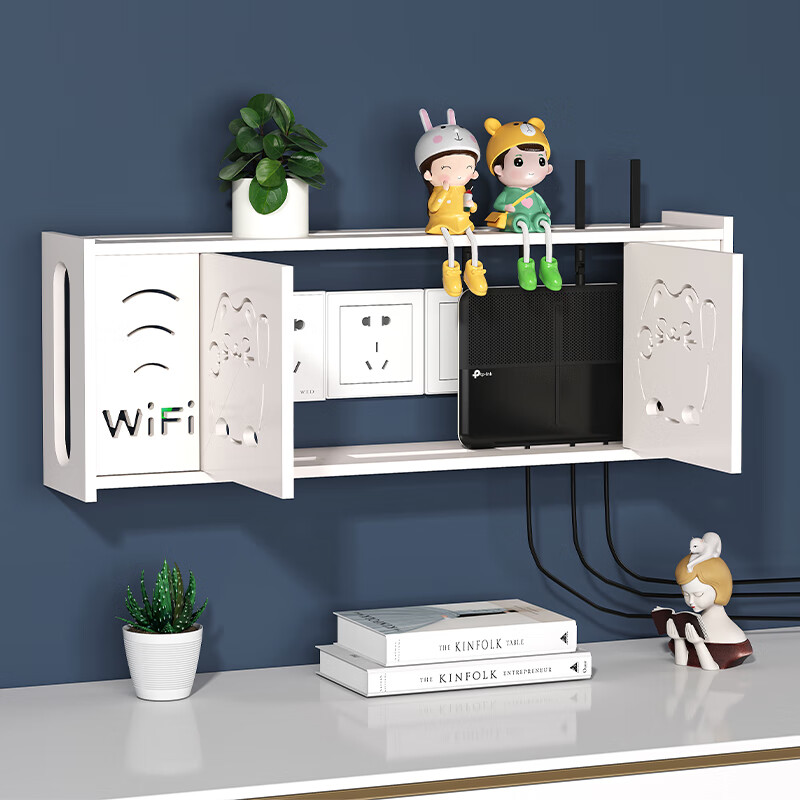 梦茜儿定制插座遮挡装饰神器壁挂墙上插排遮丑电线收纳盒墙壁电视机插的 猫脸款翻盖加大号