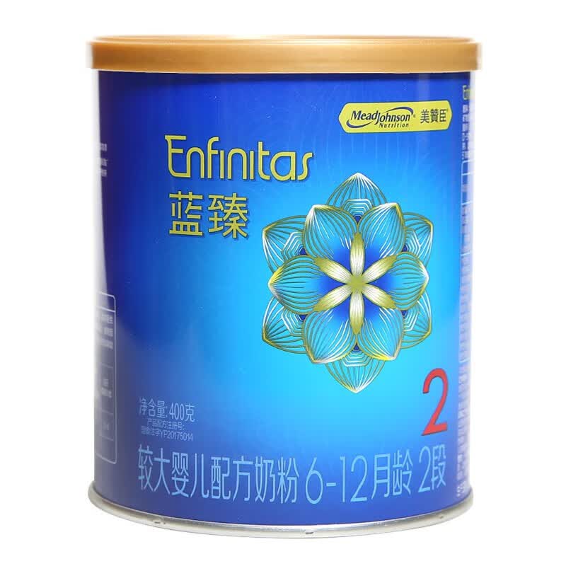 美赞臣二代蓝臻2段 6-12月400g乳铁蛋白奶粉 1罐 400克