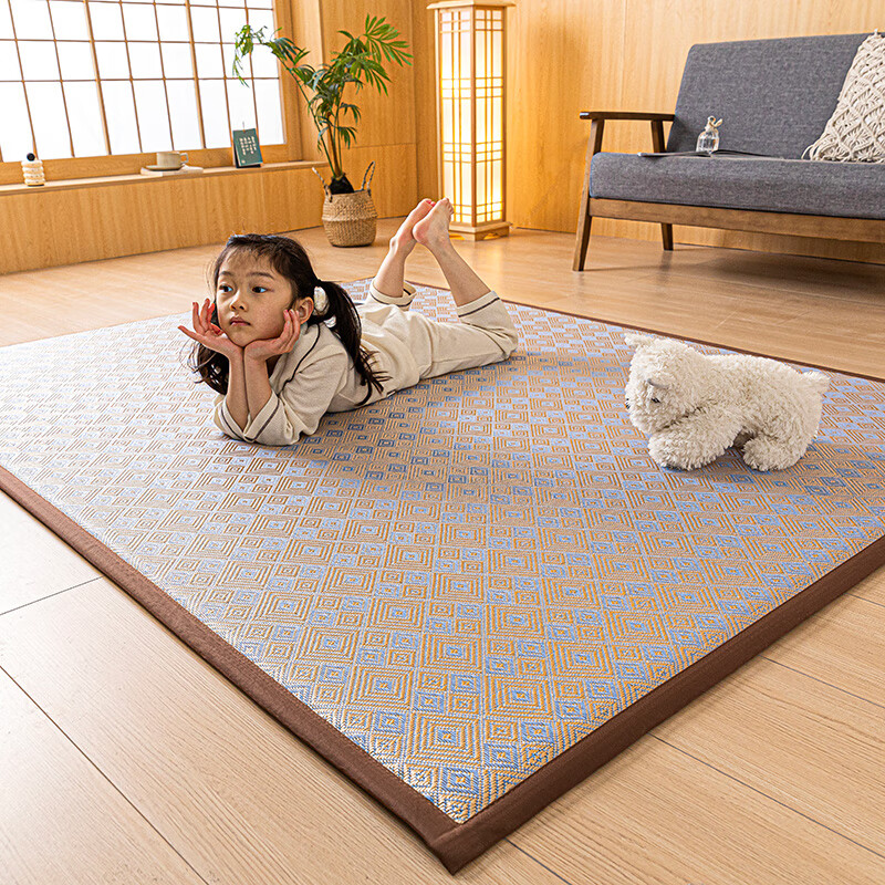 初尚日式加厚榻榻米藤席地垫夏季凉席卧室冰丝席家用床边垫打地铺神器