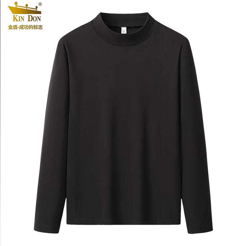 金盾半高领打底衫男士长袖t恤内搭卫衣青少年打底衫衣装 黑色 L
