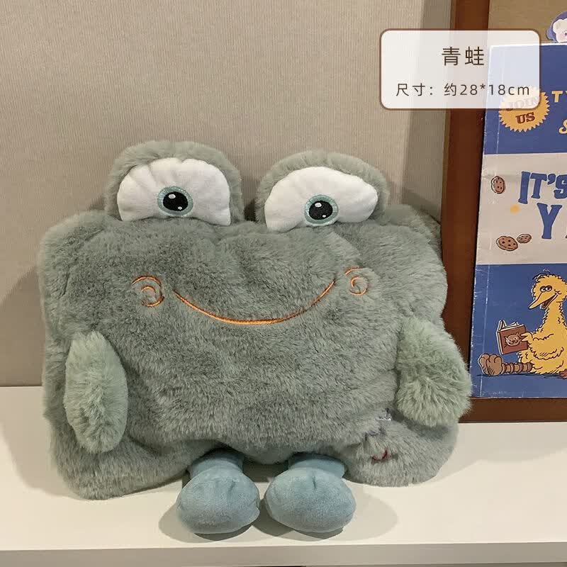 可爱毛绒充电热水袋被窝专用宿舍暖水袋敷肚子电暖袋暖手宝宝 青蛙