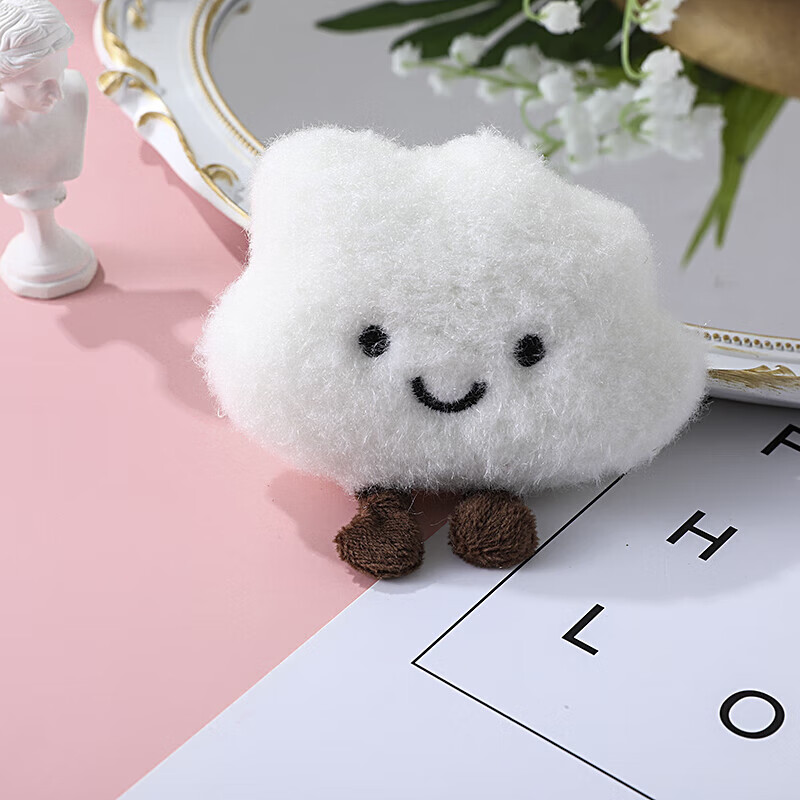 托托贴贴 毛绒胸针 可爱玩偶小云朵毛绒胸针装饰女sn4573 白色云朵