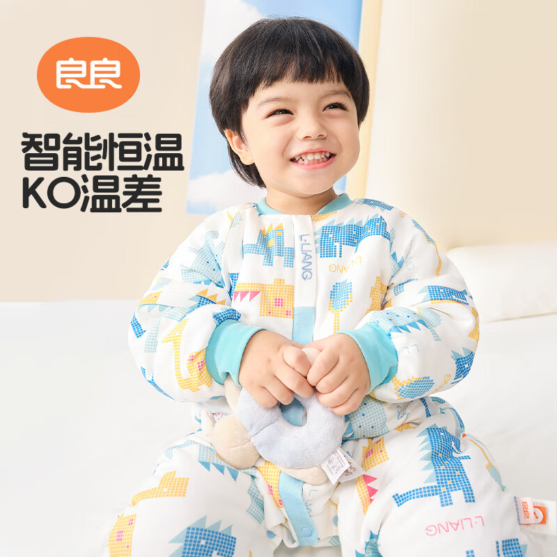 良良婴儿睡袋1-3-6岁秋冬儿童bb宝宝恒温加厚夹棉防惊跳踢被睡衣 寒冬款·几何龙·粉【0-10℃】 XXL（建议参考身高100-120CM）