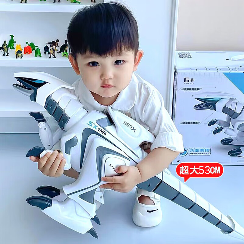 胜雄儿童遥控恐龙玩具电动仿真霸王龙侏罗纪机器人男孩玩具生日礼物 53cm智能恐龙