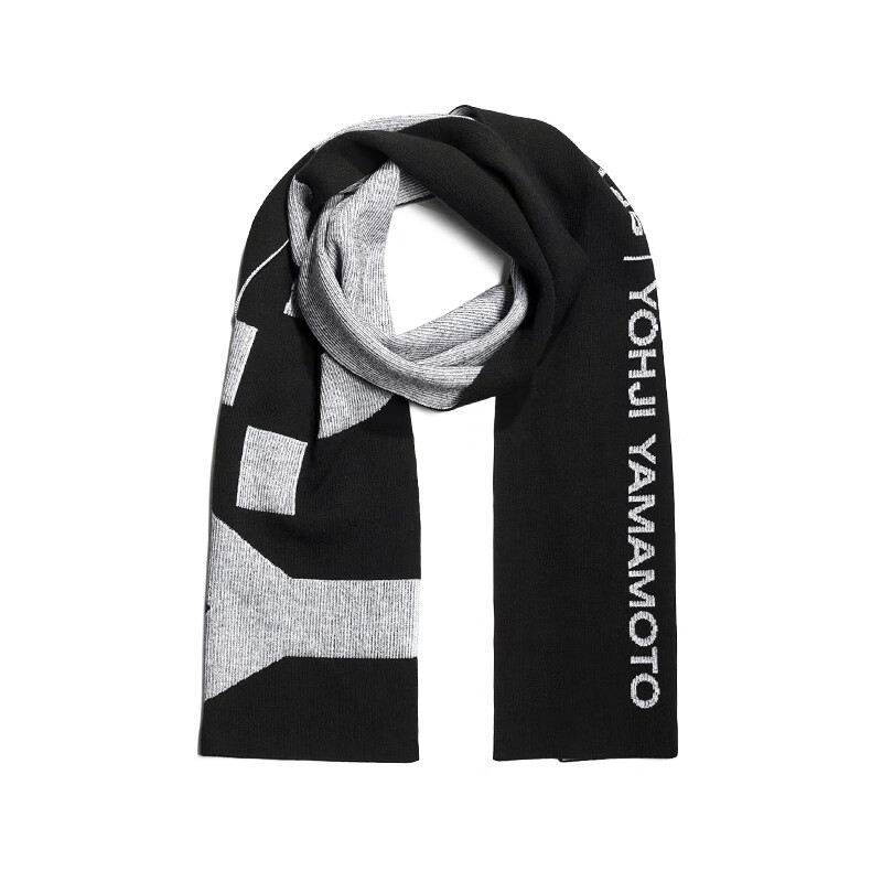 y-3 山本耀司 男女通用羊毛混纺撞色围巾y3羊毛围巾 ha6527 黑色