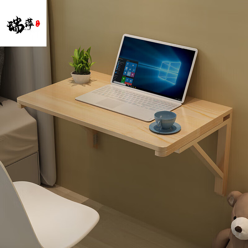 实木壁挂桌折叠桌书桌 双支撑连壁桌挂墙桌靠墙折叠桌餐桌墙 80*50