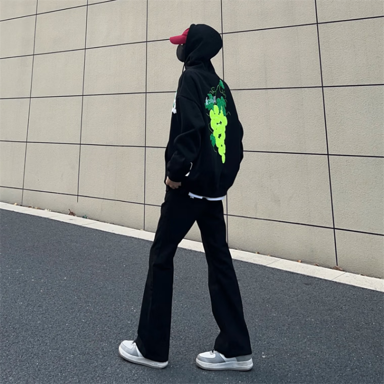 黑盒白弯刀微喇牛仔裤男装美式复古vibe高街显瘦修身黑色直筒长裤子男 白色 常规 L