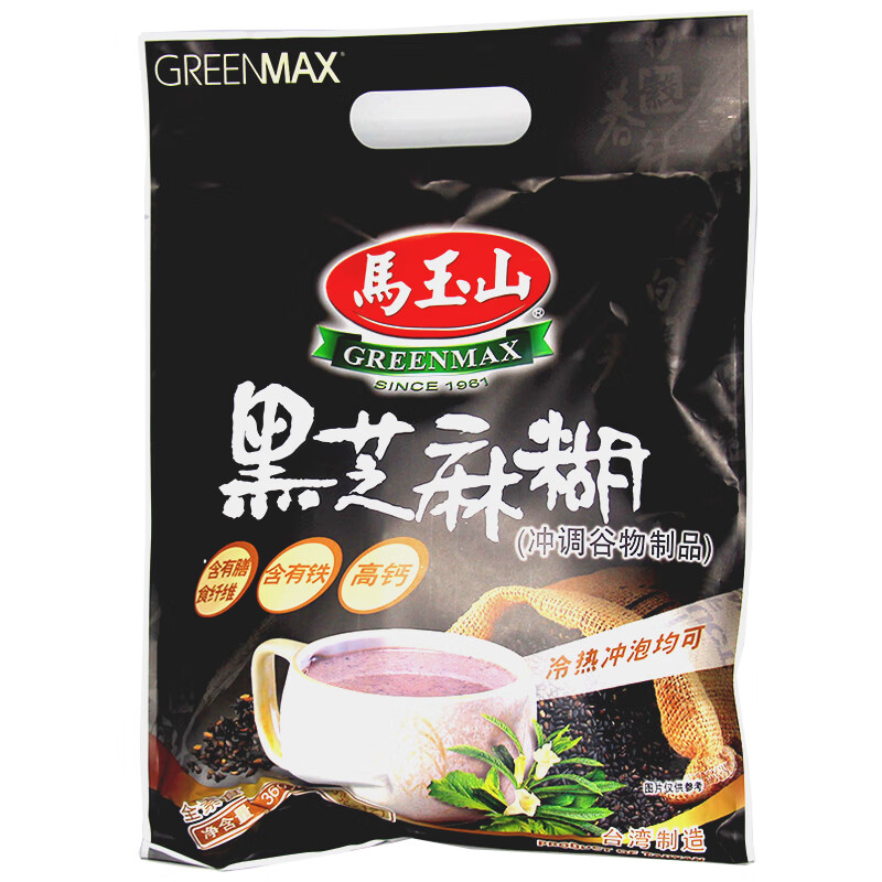 马玉山 中国台湾黑芝麻糊 早餐食品 黑芝麻糊 营养早餐五黑 12入360g