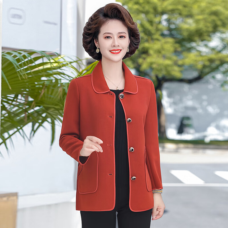 熙诗谣女装外套2024年新款洋气30-40-50岁胖棉春妈妈短中气质减龄翻领
