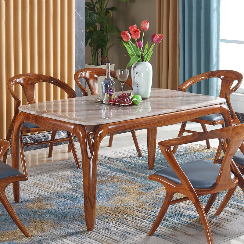 客厅桌椅配套餐桌新中 【长餐桌】尺寸:150*90*78cm 如图【进口乌金木