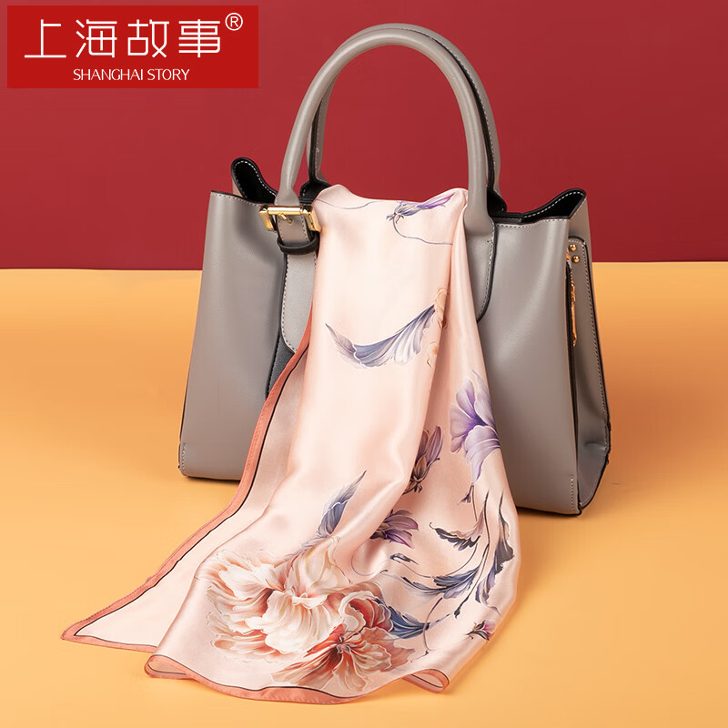 上海故事真丝丝巾100%桑蚕丝中方巾缎面围巾礼盒送妈妈长辈礼物 春风送暖