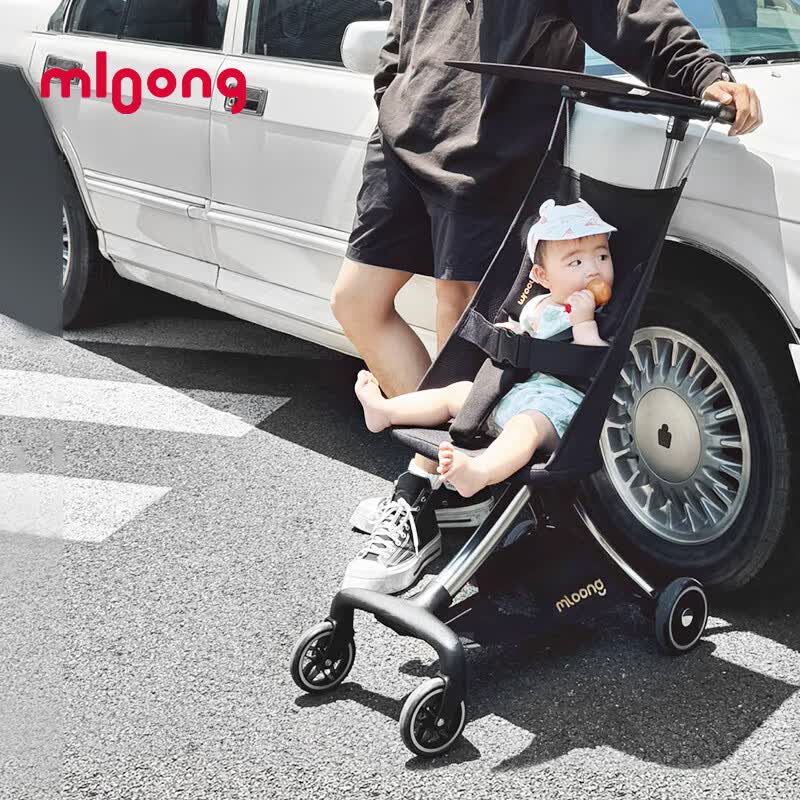 曼龙婴儿推车遛娃神器轻便可折叠口袋推车小型溜娃车宝宝儿童推车 曜石黑