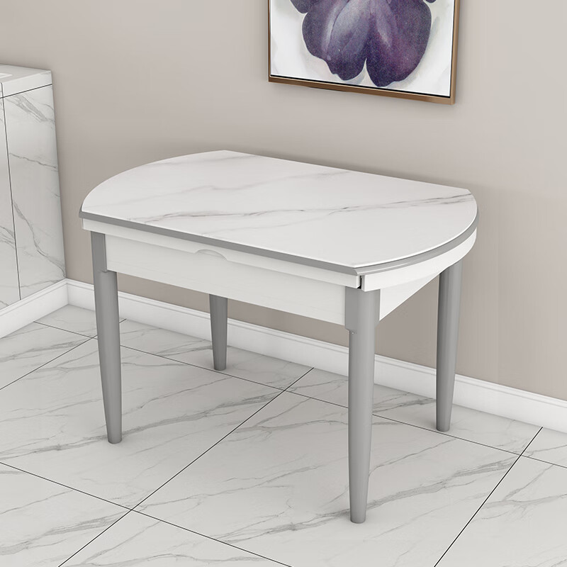 织季(zhiji)餐桌可变圆桌一米餐桌小户型家用伸缩折叠餐桌轻奢现代