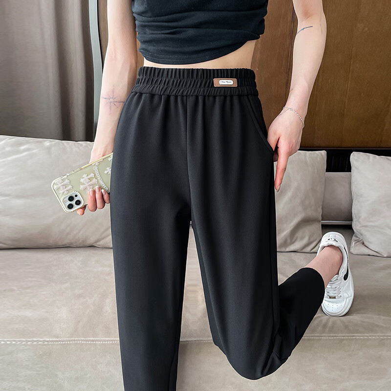 clolv kiss运动裤女春秋季女裤2024新款今年流行的女士九分休闲哈伦裤