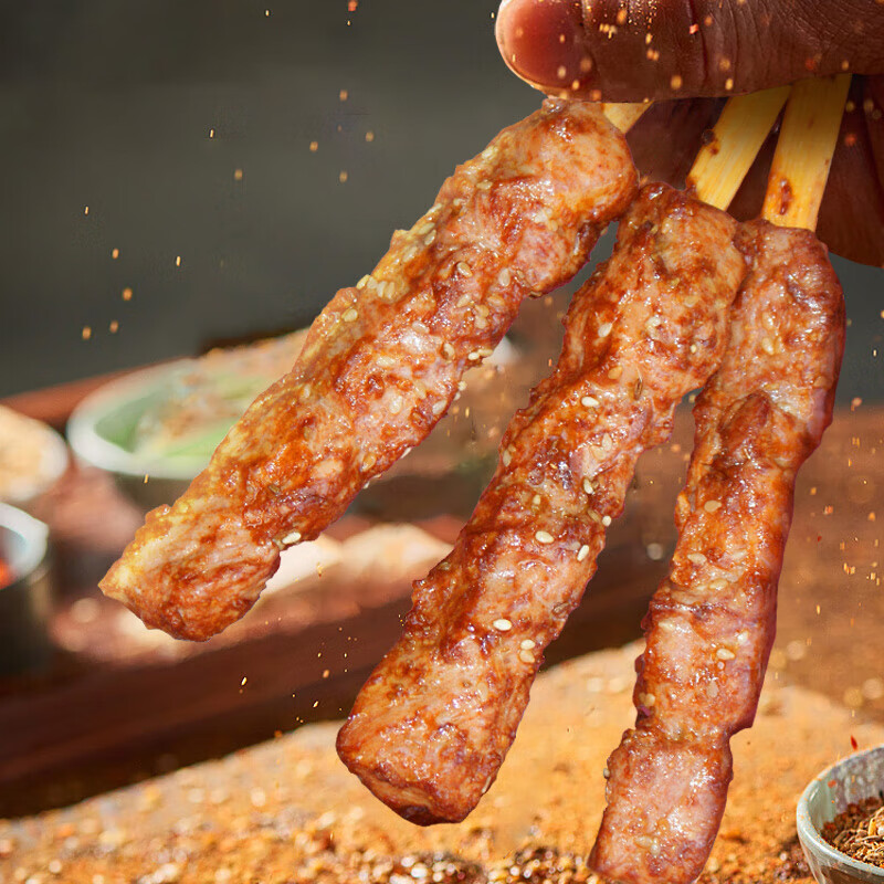 味巴哥猪肉里脊肉串5袋/20串烧烤碳烤大肉串开袋即食加热即食