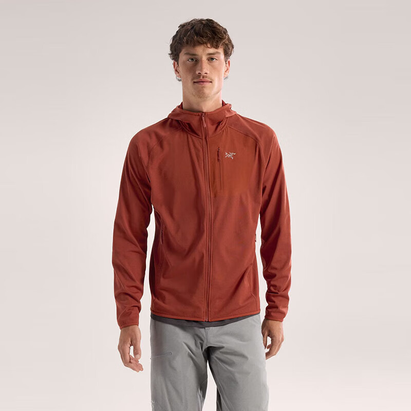 始祖鸟（ARC'TERYX）外套男士抓绒衣 DELTA HOODY 25春季新款排汗耐磨透气休闲连帽衫 红杉/Sequoia XS