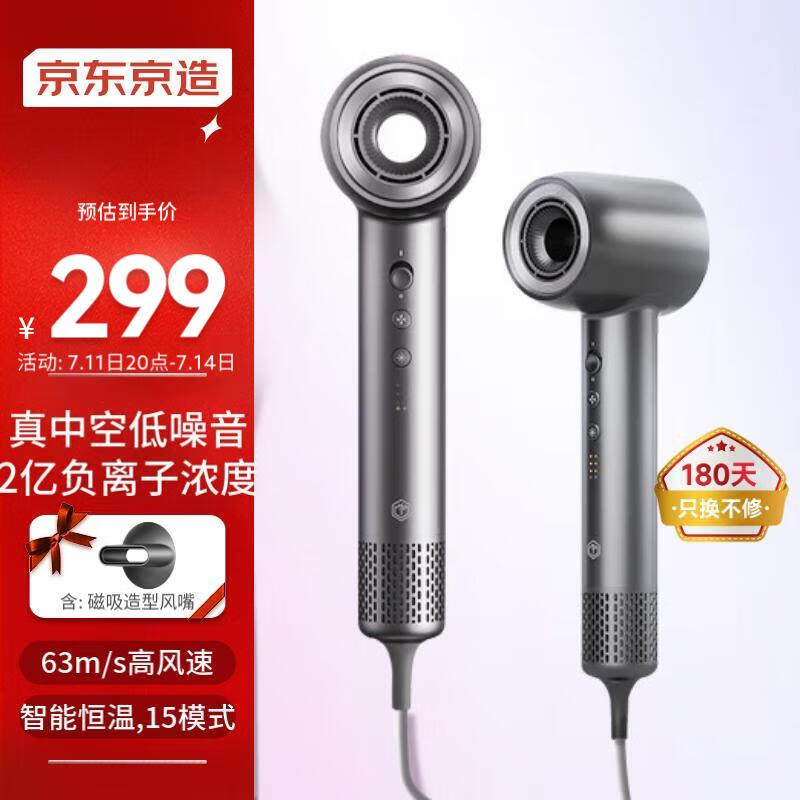 京东京造 奈丝·智能高速吹风机套装Pro 负离子吹风机家用电吹风机大功率电吹风筒速干无叶 生日礼物女 灰
