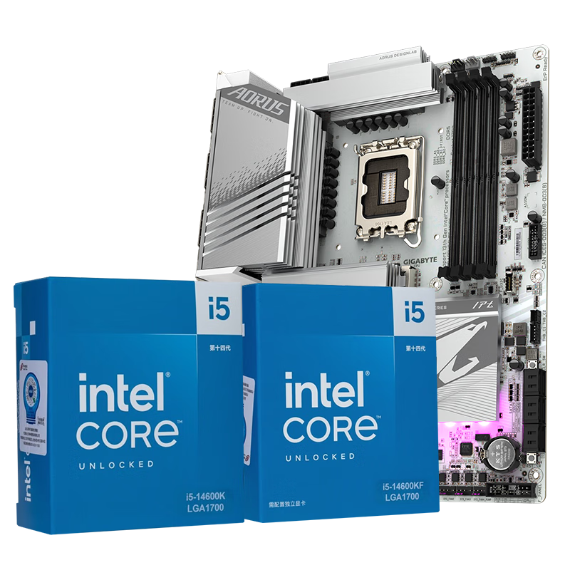 技嘉英特尔14代i5 14600KF/14490F/14400F搭B760/Z790主板CPU套装 板u套装 主板套装 B760M A ELITE AX-P 雕妹GEN5 i5 14600K【14核20线程带核显】五年质保
