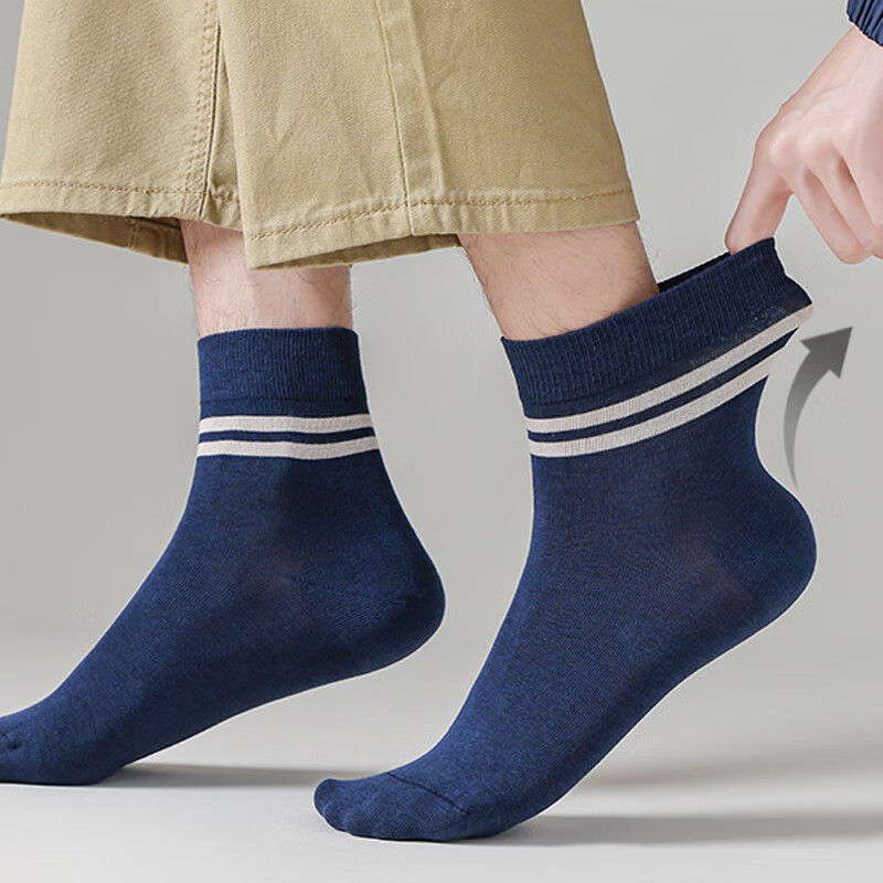 CK纯棉透气长袜子男士吸汗 弹力防臭运动休闲中筒秋冬四季款长袜子 W4CK 3黑+3白 6双 均码 （40.5-44.5）