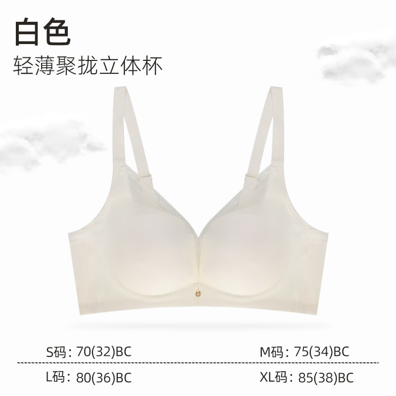 内衣小胸聚拢上托透气无钢圈收副乳防下垂大胸显小性感蕾丝文胸 香槟