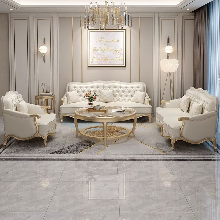 美式实木轻奢沙发大小户型客厅组合现代简约欧式别墅高端沙发 贵妃榻