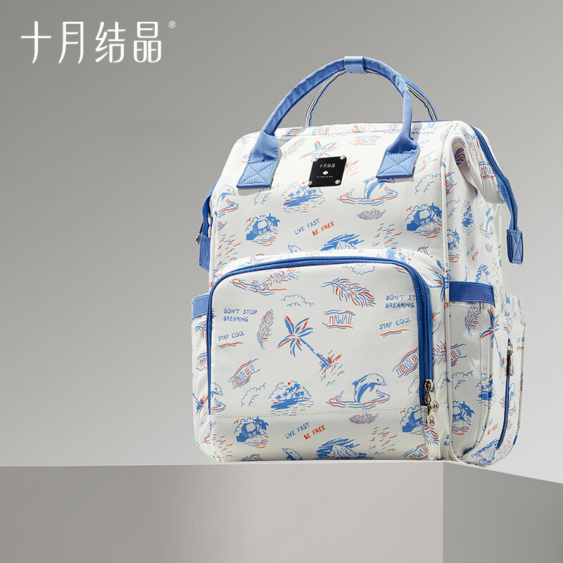 十月结晶妈咪包上班旅行双肩包多功能大容量母婴包时尚手提背包 环海日记