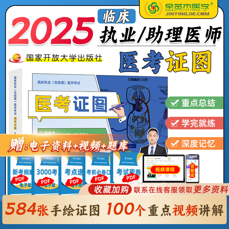 【现货速发】 金英杰2025年临床执业医师考试医考证图 执业含助理医师医考证图手绘图 医考证图