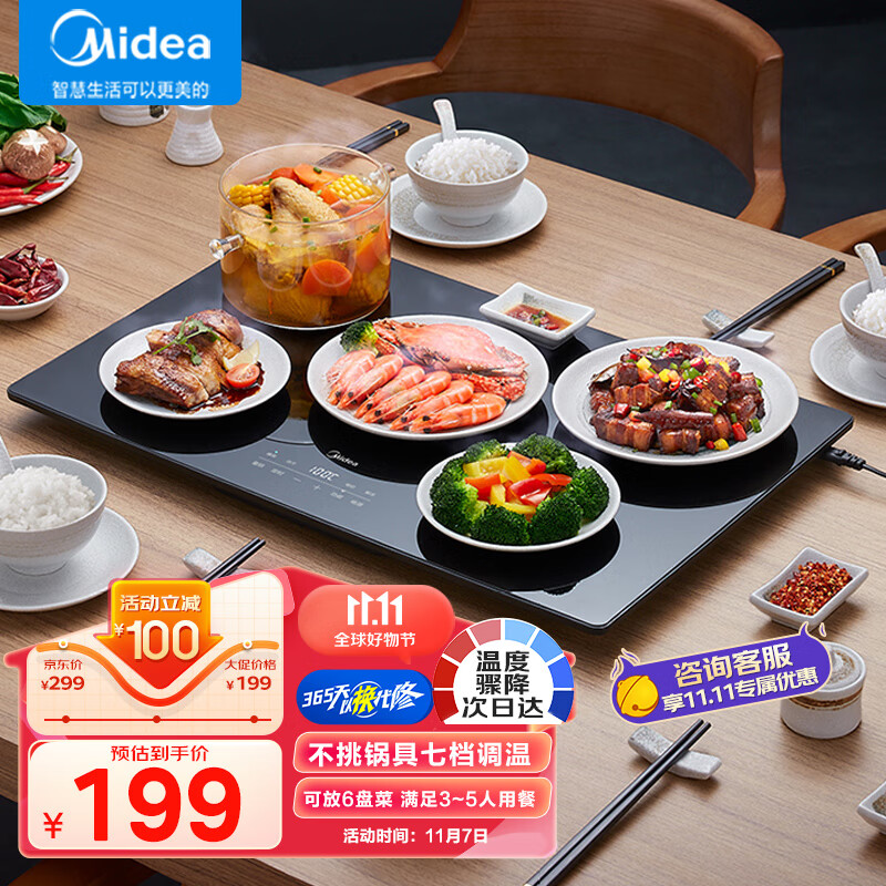 美的(Midea)暖菜板 饭菜保温板热菜板 加热桌垫菜板 不挑餐具七档调温边缘防烫暖奶温炖加热神器MC-BW03W3-011高性价比高么?
