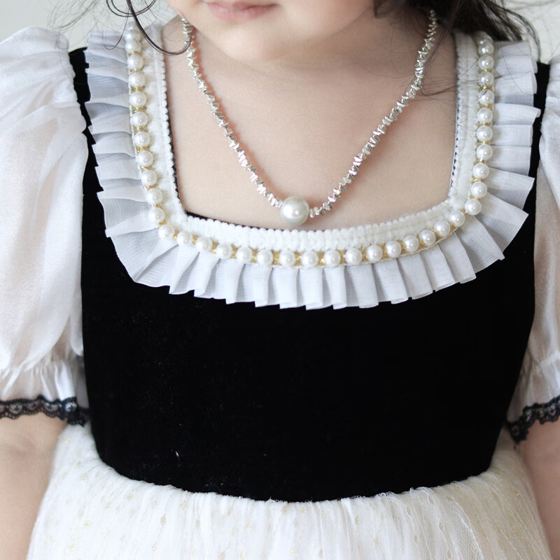 黛莱妮龙年儿童珍珠项链碎银子女童公主首饰宝宝配饰品小女孩吊坠锁骨