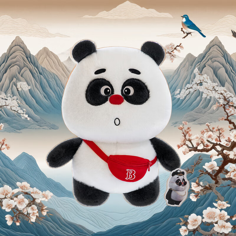 ouoety熊猫班卜和黑熊吨吨公仔毛绒玩具狗熊国宝抱枕动漫儿童玩偶女