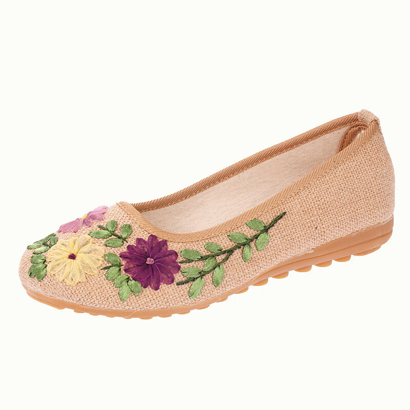 繁安绣花鞋女花布鞋民族风女鞋平底单鞋子汉鞋复古装防滑老北京布鞋女