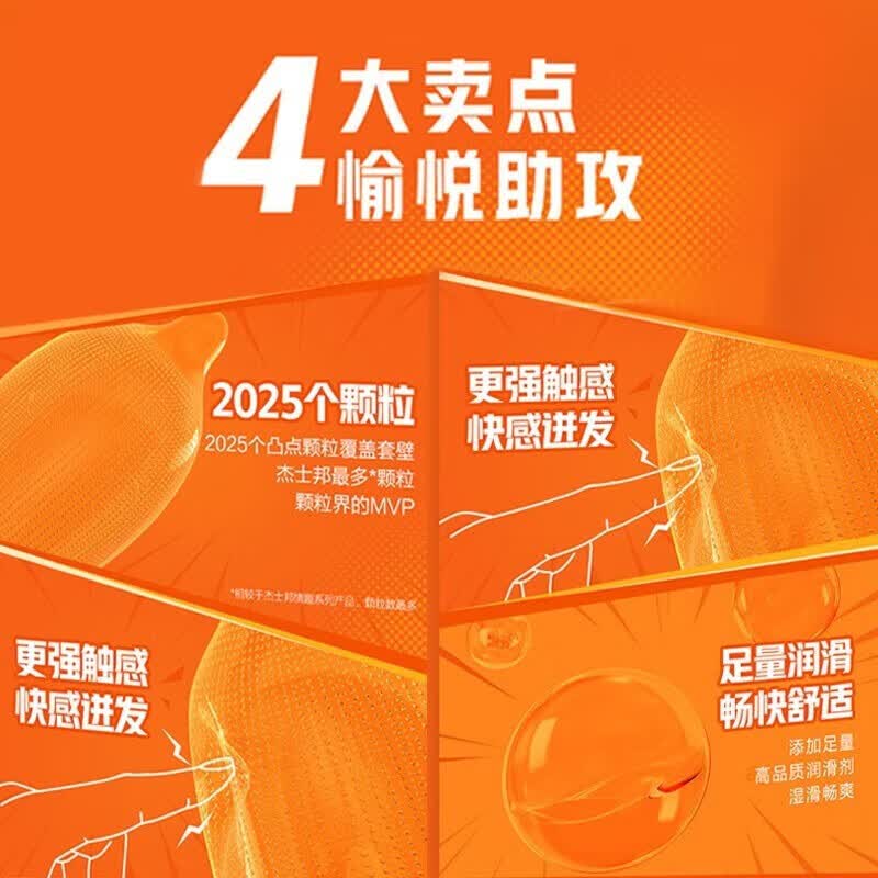 杰士邦 避孕套带刺阴狼牙大颗粒安全套男用增大加粗18厘米高潮情趣计生 猫舔体验【共22只】喵舌颗粒3只+超薄18+狼牙套