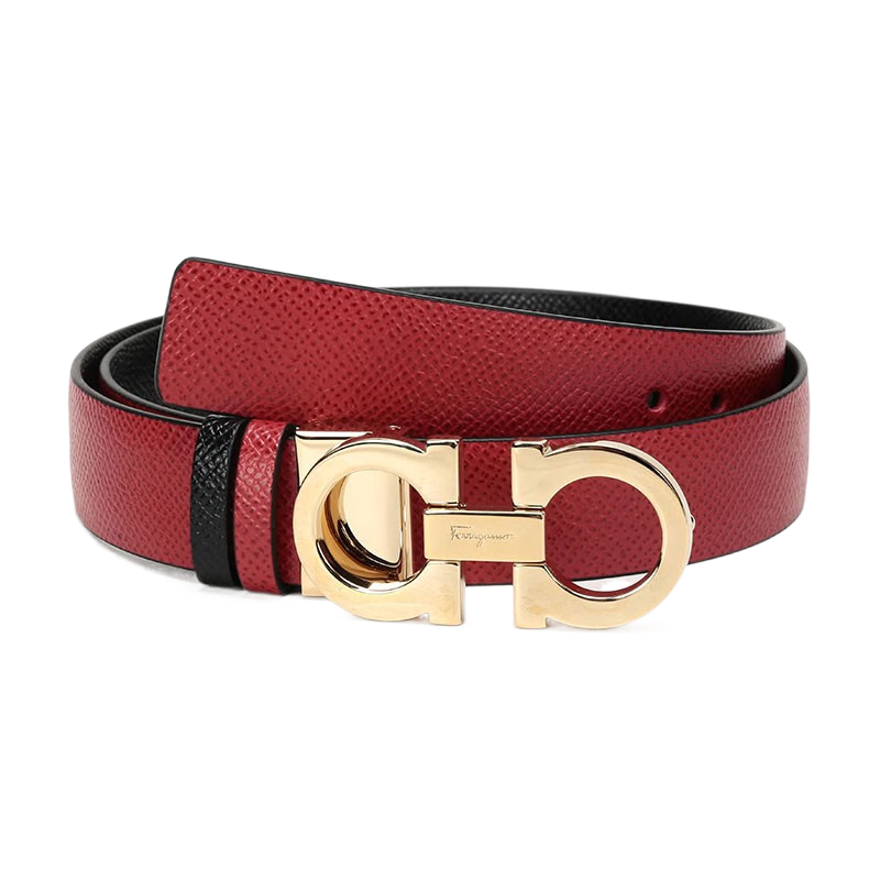 菲拉格慕（Ferragamo）新品 女士經(jīng)典馬蹄扣板扣式雙面可裁剪腰帶皮帶禮物女 23A565 0674556 紅色黑色 80