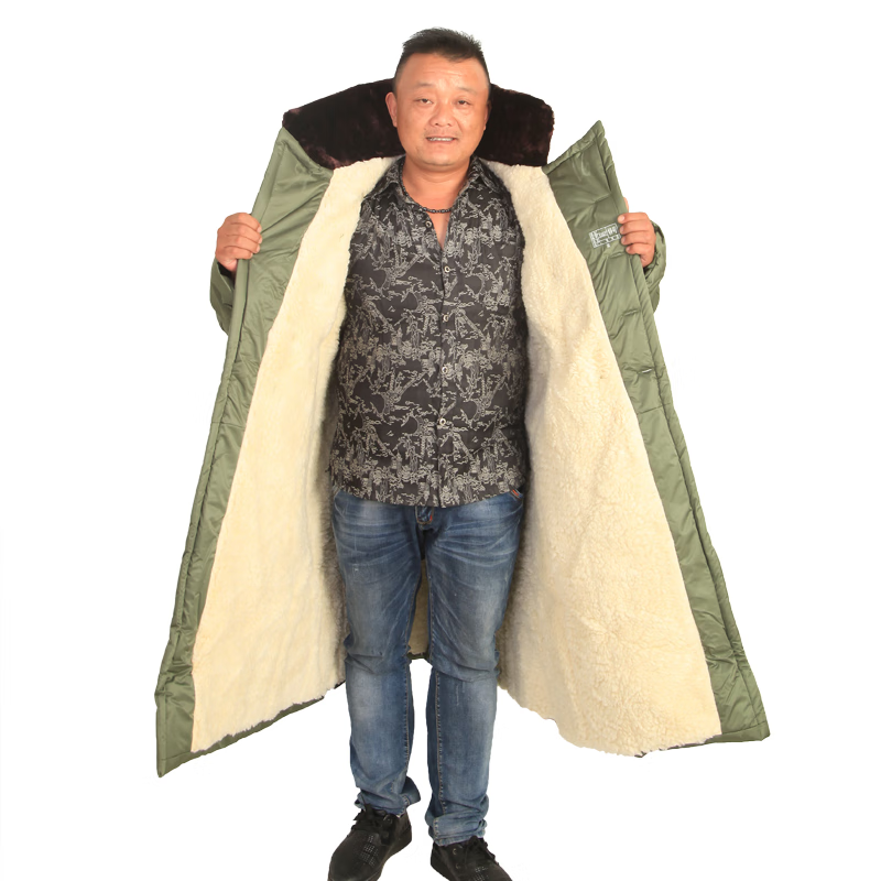 枫潇潇【首单立减】羊毛军大衣军棉大衣男冬季加厚处理棉大衣 保暖黄