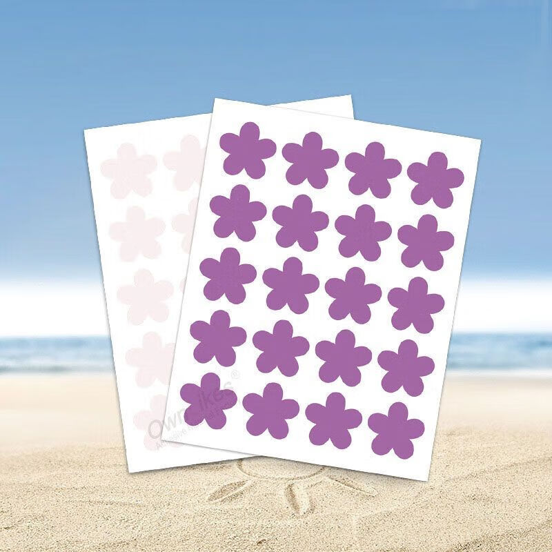 30贴夏紫外线贴纸户外防晒透明感光变色贴uv 小花 小花形状(20贴)