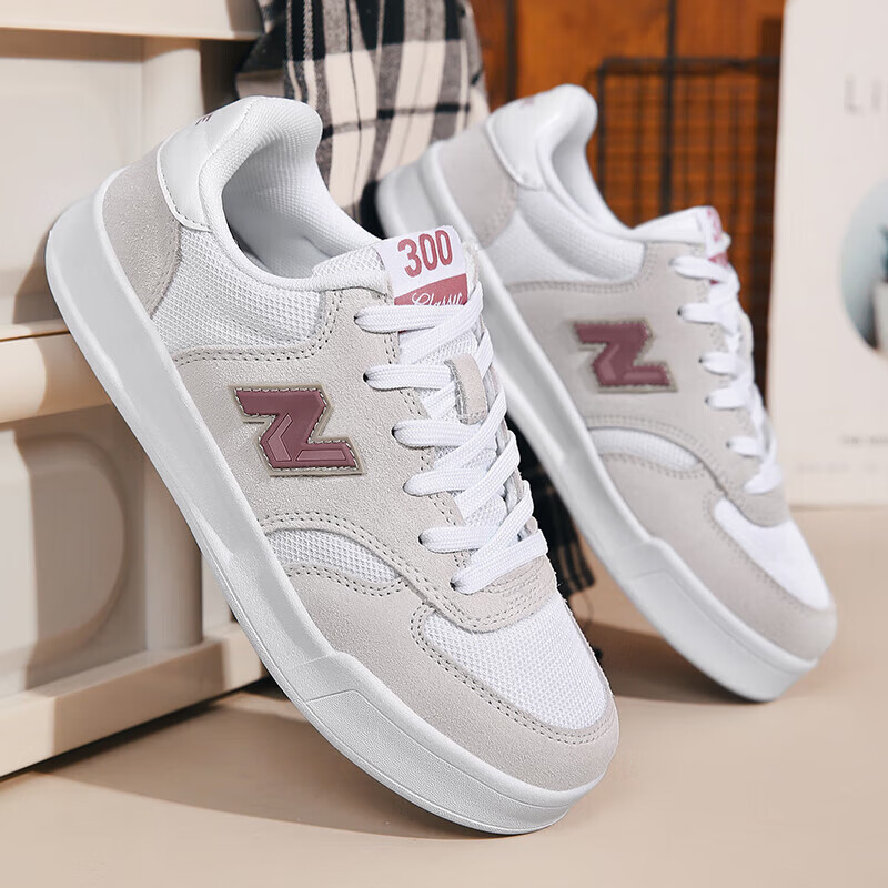新百伦官方小白鞋300板鞋nb男女鞋2023冬冬季学生新款 旗舰300-浅灰红