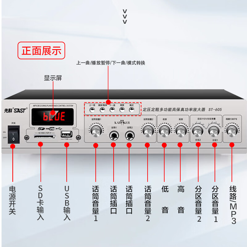 先科（SAST）DW40壁挂式音响套装40W音箱喇叭120W功放机店铺商用工程会议舞蹈室家用公共广播背景音乐一拖二