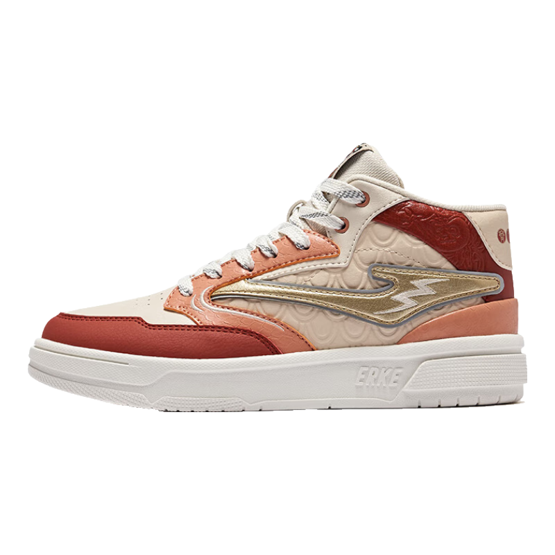 鸿星尔克女鞋高帮板鞋休闲鞋子2025春季新款电池熊猫3lite厚底运动鞋 微晶白/粉刷灰 37