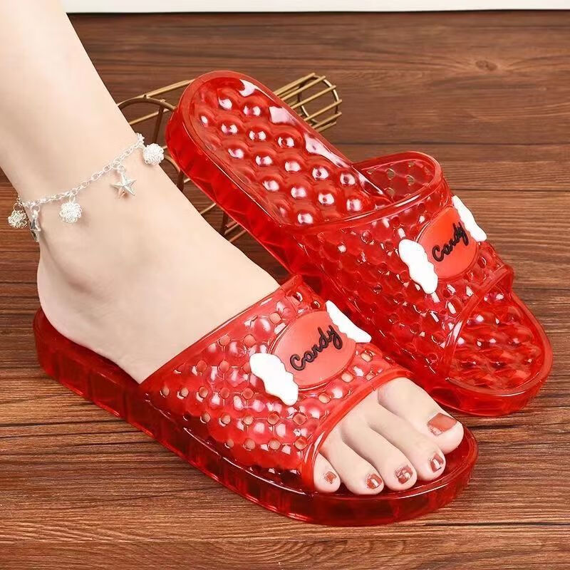 新款柔软pvc第二代糖果萌兔水晶一字拖浴室卫生间防滑不臭脚凉拖 洋