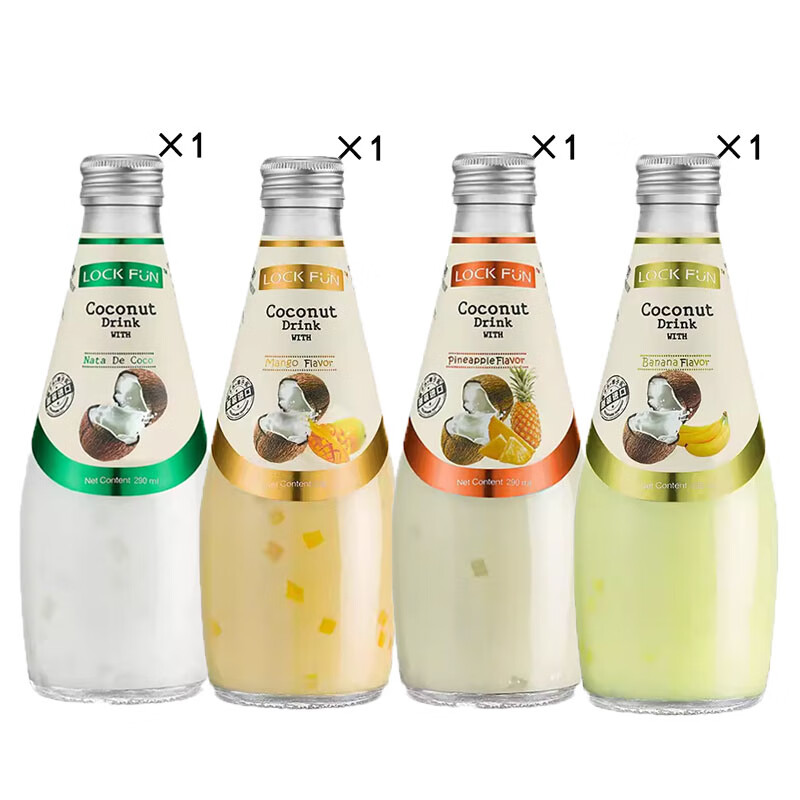 乐可芬椰子汁果味饮料 290ml/瓶 泰国网红原味哈密瓜果汁整箱饮品 原味*1芒果*1凤梨*1香蕉*1