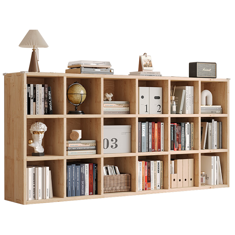 悅美妙實(shí)木書(shū)架客廳矮書(shū)柜落地置物架八格幼兒園格子柜組合收納儲物靠墻 120*30*60CM【全松木2層】
