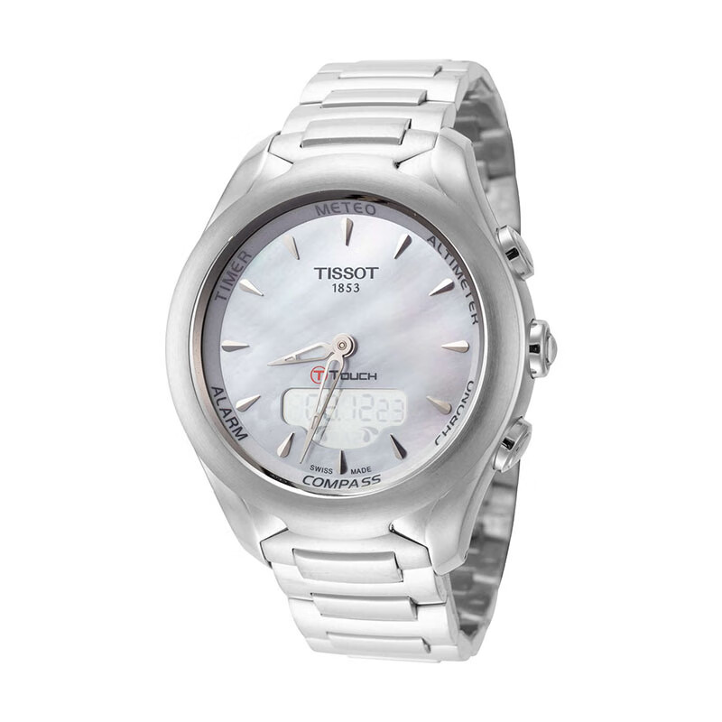 天梭(tissot)女表t-touch女表贝母表盘钢带休闲防水女表t075.220.11.