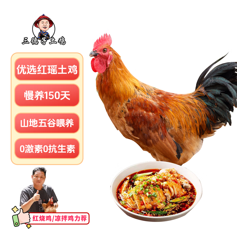 德子土 青年公鸡 红瑶土鸡三德子散养跑山鸡肉质鲜嫩 净重1.8-2.1kg