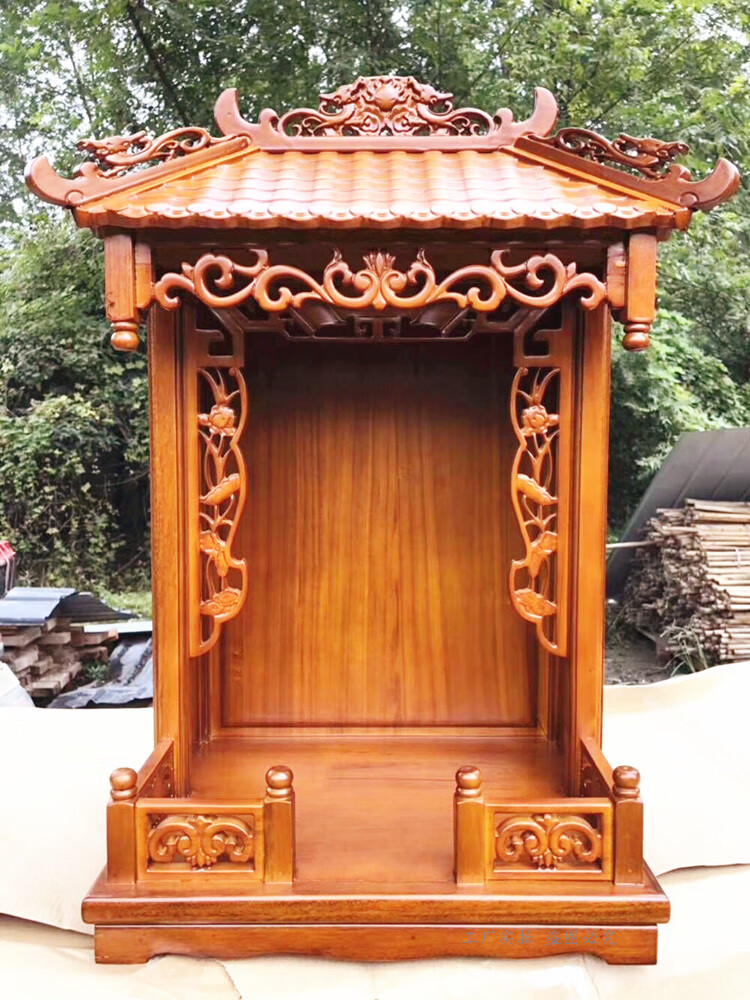 神龛家用祖宗牌位实木佛龛祖宗牌位房子观音财神佛台供桌神龛吊柜 14