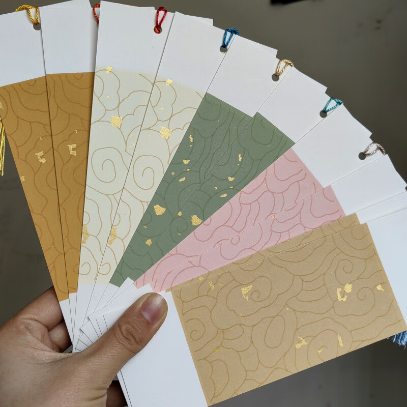 oqb灯谜书签蜡染宣纸古风鎏金书法书签空白书法毛笔字小纸条diy书签