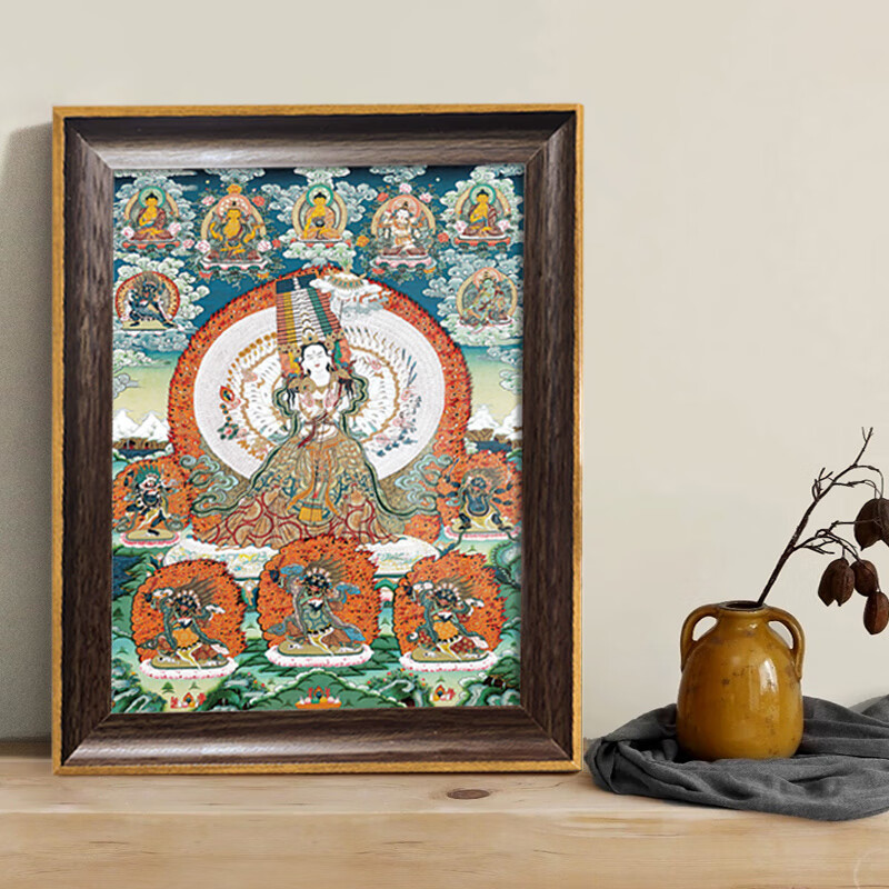 佛像画书房办公室桌面菩萨摆台降魔挂画手绘复刻 多杰雄登-a(摆台) 8